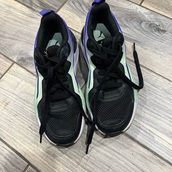 Puma X-Ray Fade EUC Shoes Size 7.5 Purple Mint Green and Black Soft Foam - Picture 3 of 6